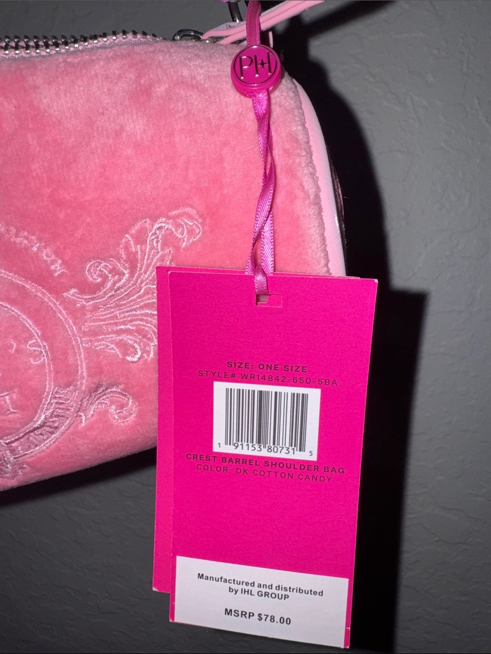 Paris Hilton Pink Suede Mini Shoulder Bag with Heart Lock - Picture 2 of 7